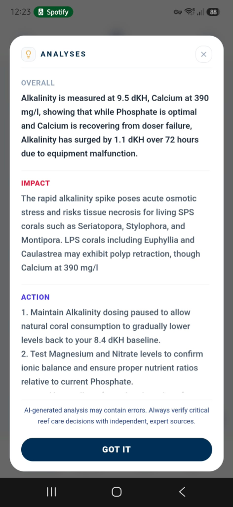Coralist AI Water Test Analysis