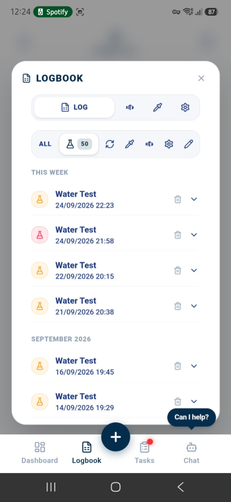 Coralist Digital Tank Logbook